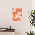Retro Liquid Swirl Abstract Square Pink Orange Cream Poster Gallery Image 2