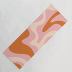 Retro Liquid Swirl Abstract Square Pink Orange Cream Yoga Mat Gallery Image 1