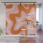 Retro Liquid Swirl Abstract Square Pink Orange Cream Wall Mural Gallery Image 1