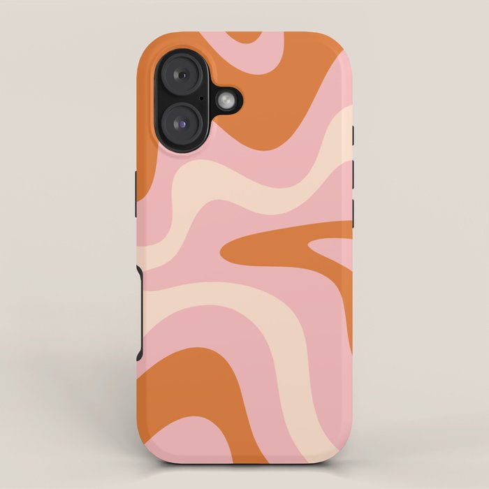 Retro Liquid Swirl Abstract Square Pink Orange Cream iPhone Case Gallery Image 1