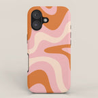 Retro Liquid Swirl Abstract Square Pink Orange Cream iPhone Case Gallery Image 1
