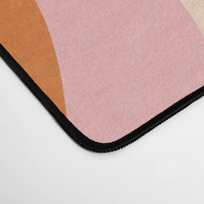 Retro Liquid Swirl Abstract Square Pink Orange Cream Desk Mat Gallery Image 4