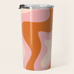 Retro Liquid Swirl Abstract Square Pink Orange Cream Travel Mug Gallery Image 3