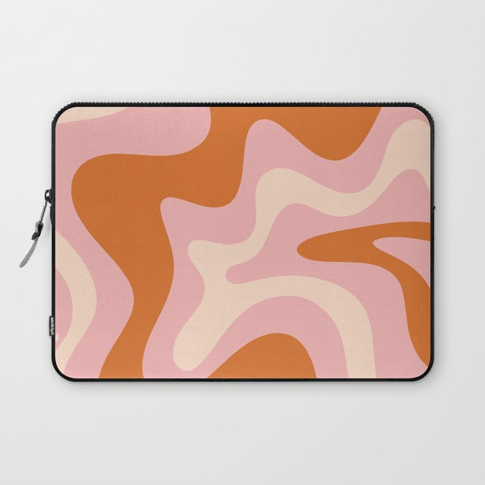 Retro Liquid Swirl Abstract Square Pink Orange Cream Laptop Sleeve Gallery Image 1