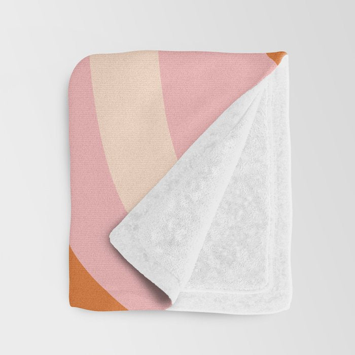 Retro Liquid Swirl Abstract Square Pink Orange Cream Throw Blanket Gallery Image 3