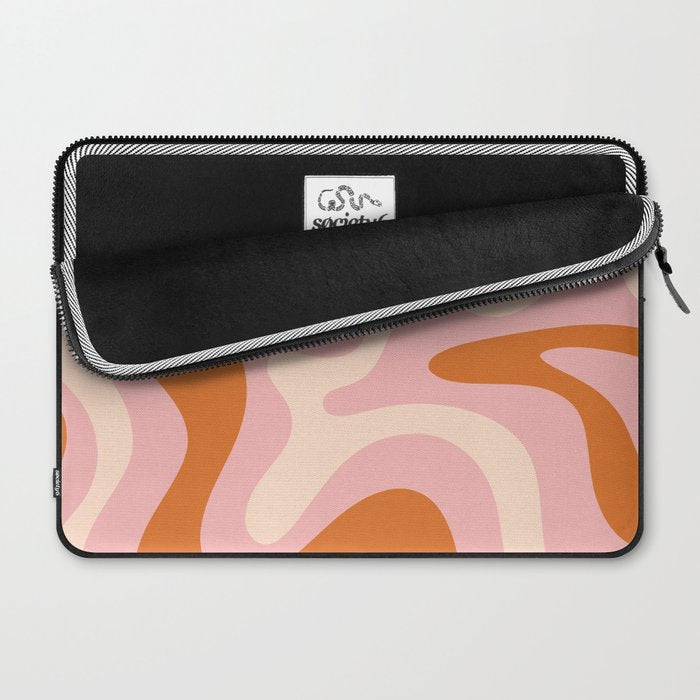 Retro Liquid Swirl Abstract Square Pink Orange Cream Laptop Sleeve Gallery Image 2