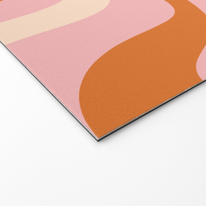 Retro Liquid Swirl Abstract Square Pink Orange Cream Welcome Mat Gallery Image 2