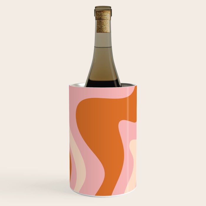 Retro Liquid Swirl Abstract Square Pink Orange Cream Wine Chiller Gallery Image 2