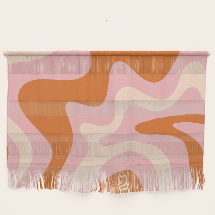 Retro Liquid Swirl Abstract Square Pink Orange Cream Wall Hanging Gallery Image 1