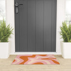 Retro Liquid Swirl Abstract Square Pink Orange Cream Welcome Mat Gallery Image 3