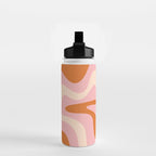 Retro Liquid Swirl Abstract Square Pink Orange Cream Water Bottle Gallery Image 2