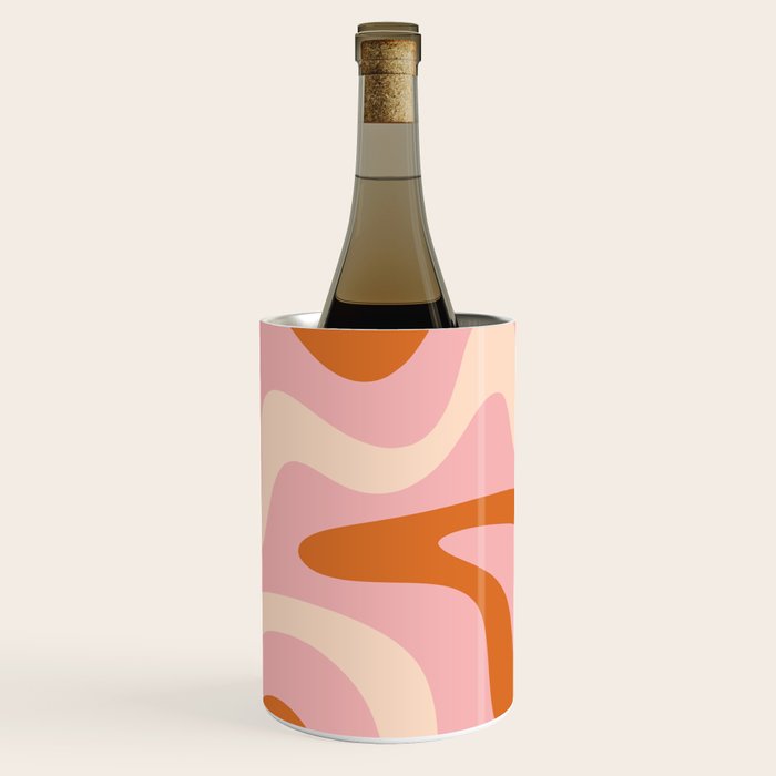 Retro Liquid Swirl Abstract Square Pink Orange Cream Wine Chiller Gallery Image 3