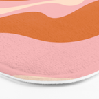 Retro Liquid Swirl Abstract Square Pink Orange Cream Bath Mat Gallery Image 3