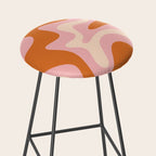 Retro Liquid Swirl Abstract Square Pink Orange Cream Stool Gallery Image 2