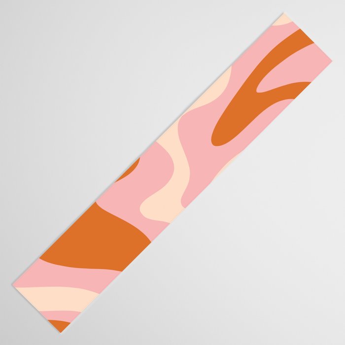 Retro Liquid Swirl Abstract Square Pink Orange Cream Table Runner Gallery Image 3
