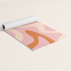 Retro Liquid Swirl Abstract Square Pink Orange Cream Yoga Mat Gallery Image 2