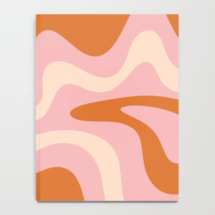 Retro Liquid Swirl Abstract Square Pink Orange Cream Notebook Gallery Image 4