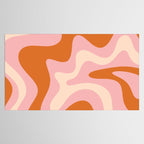 Retro Liquid Swirl Abstract Square Pink Orange Cream Tablecloth Gallery Image 2
