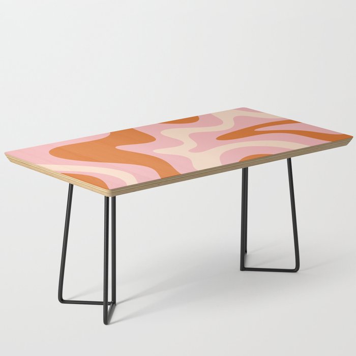 Retro Liquid Swirl Abstract Square Pink Orange Cream Coffee Table Gallery Image 1