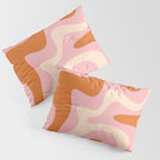 Retro Liquid Swirl Abstract Square Pink Orange Cream Pillow Sham Gallery Image 3