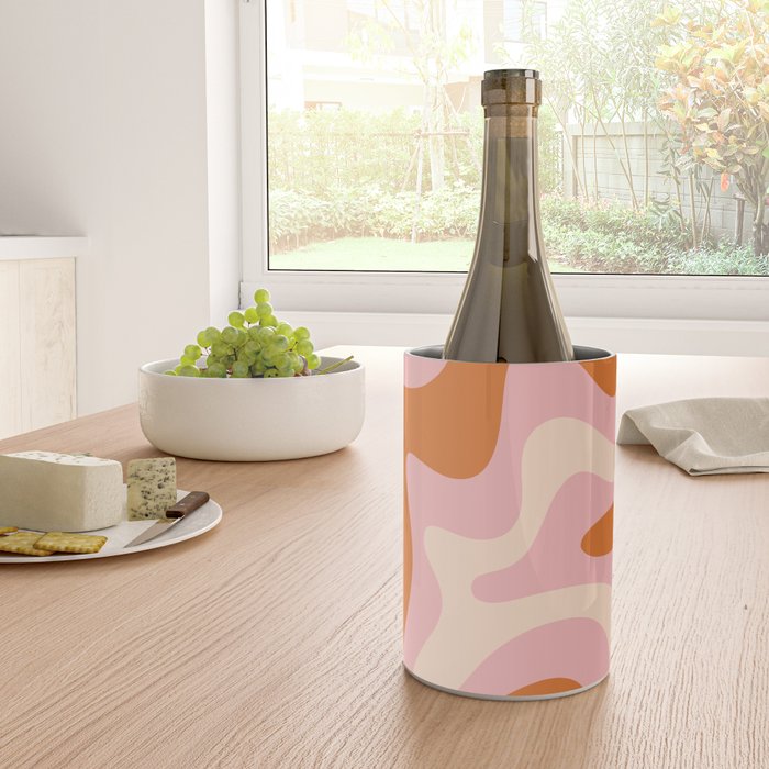 Retro Liquid Swirl Abstract Square Pink Orange Cream Wine Chiller Gallery Image 4