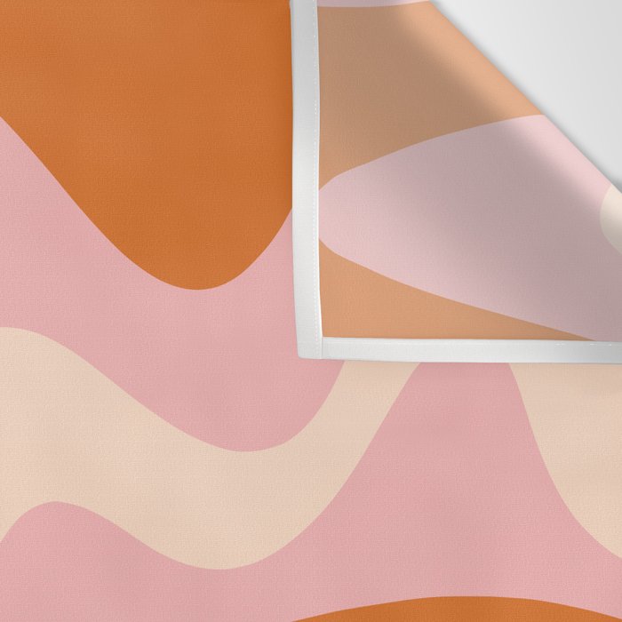 Retro Liquid Swirl Abstract Square Pink Orange Cream Wall Tapestry Gallery Image 3