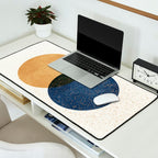 Circle Abstract - Gold Navy Blue Texture Desk Mat Gallery Image 2