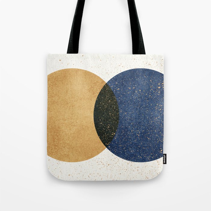Circle Abstract - Gold Navy Blue Texture Tote Bag Gallery Image 1
