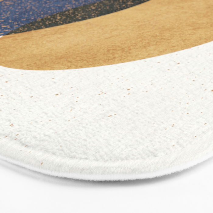 Circle Abstract - Gold Navy Blue Texture Bath Mat Gallery Image 3