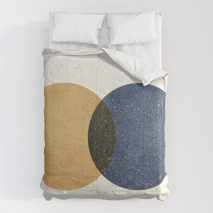 Circle Abstract - Gold Navy Blue Texture Comforter Gallery Image 6