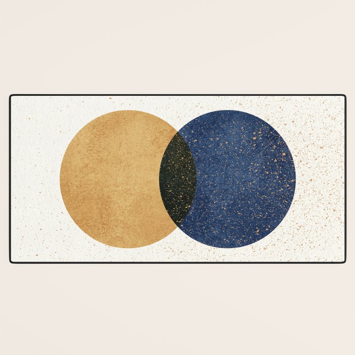 Circle Abstract - Gold Navy Blue Texture Desk Mat Gallery Image 3