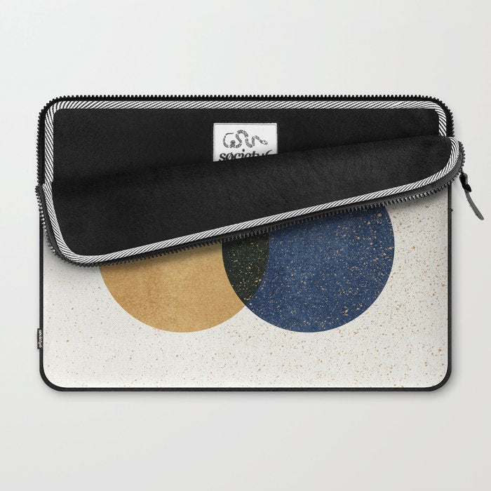 Circle Abstract - Gold Navy Blue Texture Laptop Sleeve Gallery Image 2