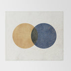 Circle Abstract - Gold Navy Blue Texture Throw Blanket Gallery Image 2
