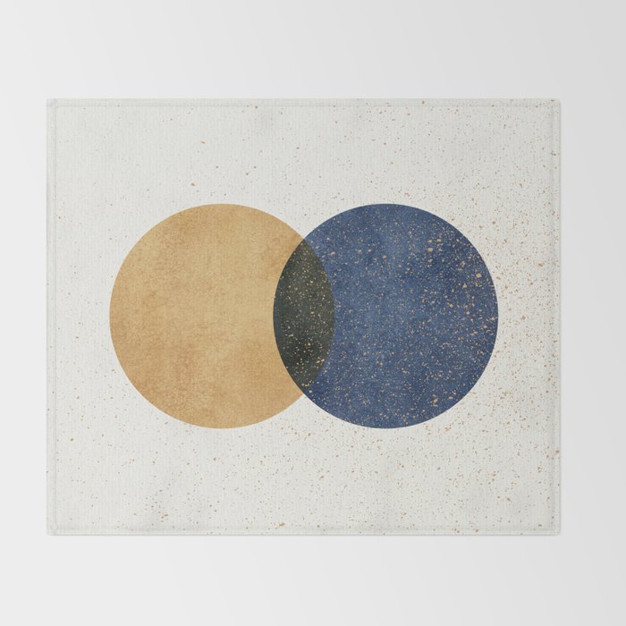 Circle Abstract - Gold Navy Blue Texture Throw Blanket Gallery Image 2