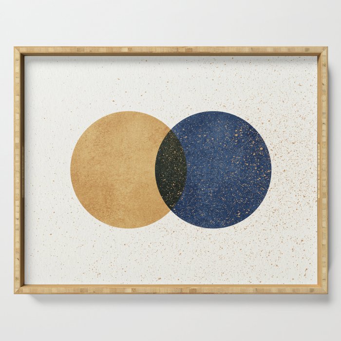 Circle Abstract - Gold Navy Blue Texture Serving Tray Gallery Image 1