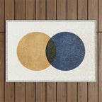 Circle Abstract - Gold Navy Blue Texture Outdoor Rug Gallery Image 1