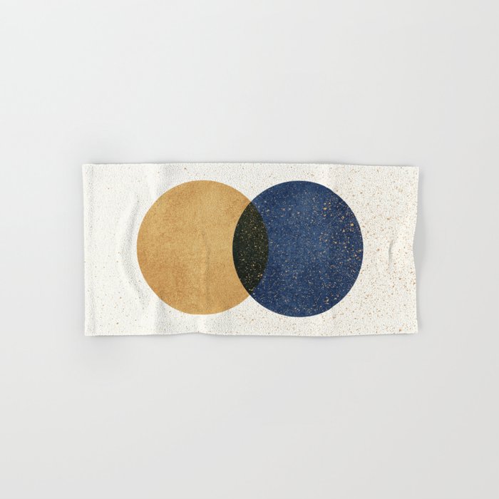 Circle Abstract - Gold Navy Blue Texture Bath Towel Gallery Image 1