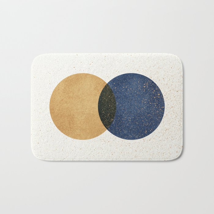 Circle Abstract - Gold Navy Blue Texture Bath Mat Gallery Image 1