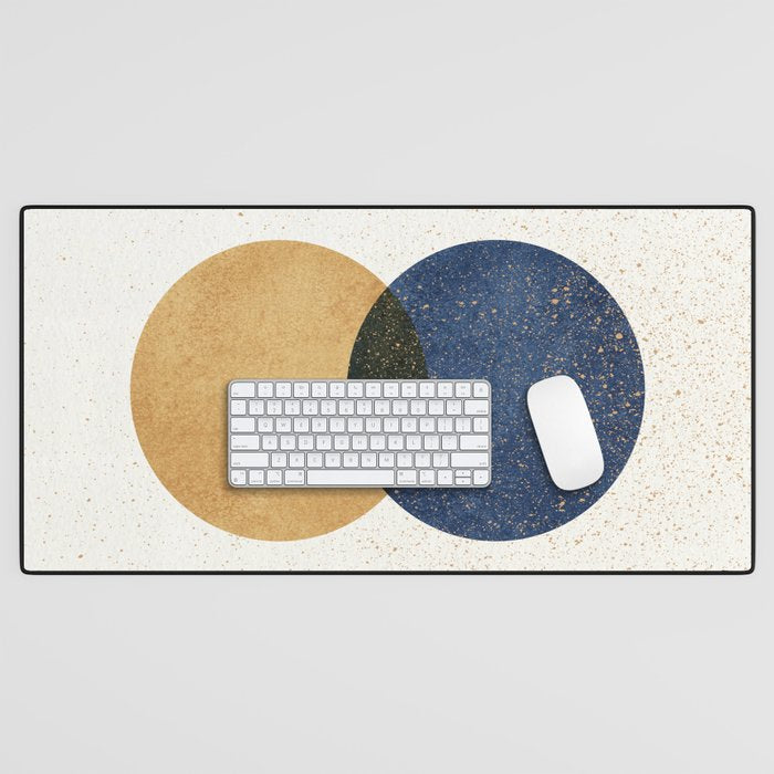 Circle Abstract - Gold Navy Blue Texture Desk Mat Gallery Image 1