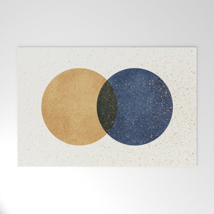 Circle Abstract - Gold Navy Blue Texture Welcome Mat Gallery Image 1
