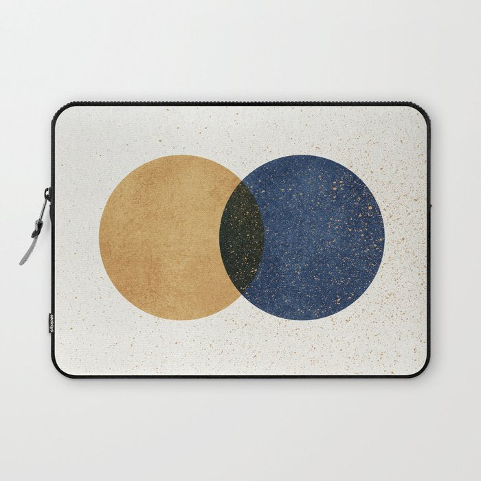 Circle Abstract - Gold Navy Blue Texture Laptop Sleeve Gallery Image 1