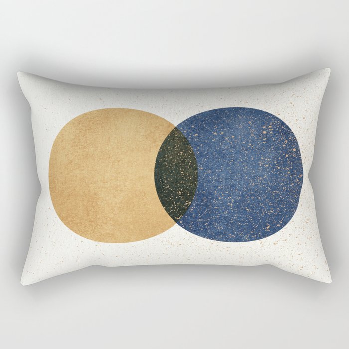 Circle Abstract - Gold Navy Blue Texture Rectangular Pillow Gallery Image 2