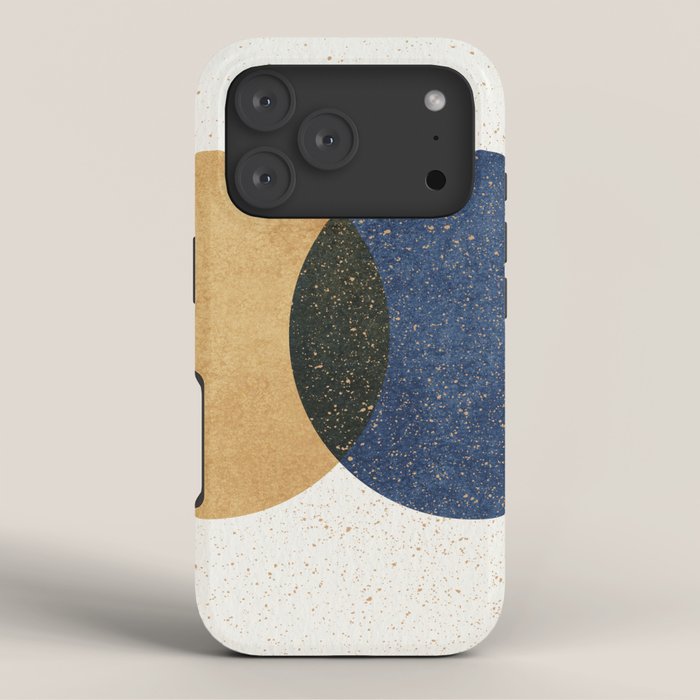 Circle Abstract - Gold Navy Blue Texture iPhone Case Gallery Image 3