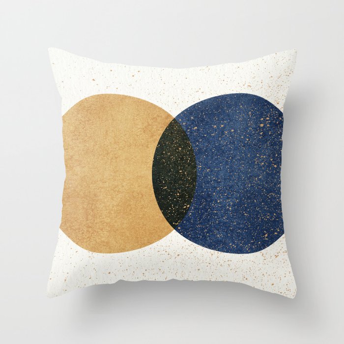 Circle Abstract - Gold Navy Blue Texture Throw Pillow Gallery Image 6