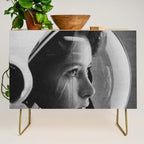 NASA Astronaut, Anna Fisher, black and white photograph Credenza Gallery Image 1