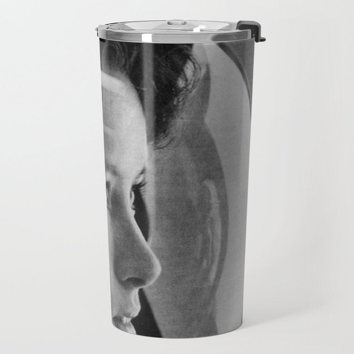 NASA Astronaut, Anna Fisher, black and white photograph Travel Mug Gallery Image 2