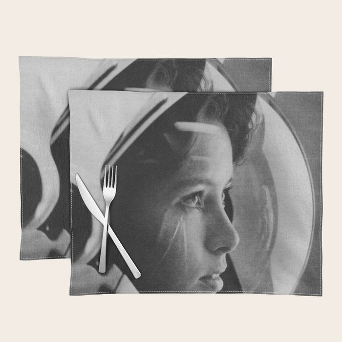 NASA Astronaut, Anna Fisher, black and white photograph Placemat Gallery Image 1