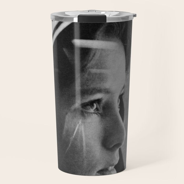 NASA Astronaut, Anna Fisher, black and white photograph Travel Mug Gallery Image 1