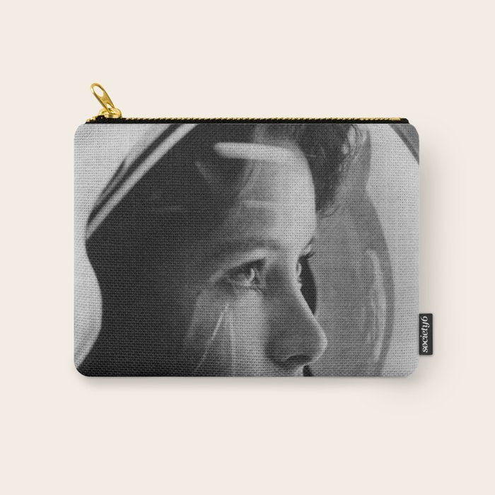 NASA Astronaut, Anna Fisher, black and white photograph Carry All Pouch Gallery Image 1