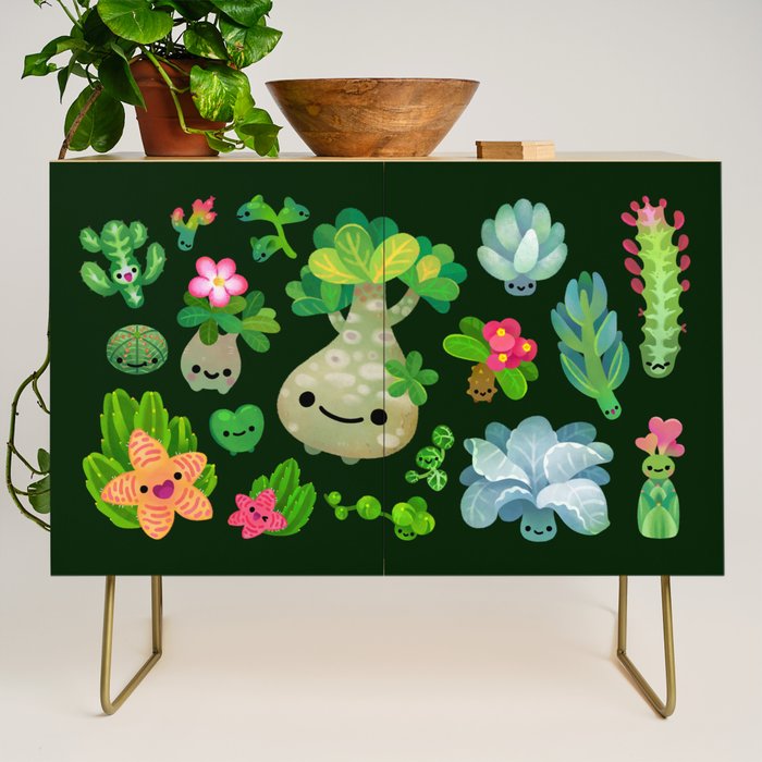Baby succulent 4 - dark Credenza Gallery Image 1
